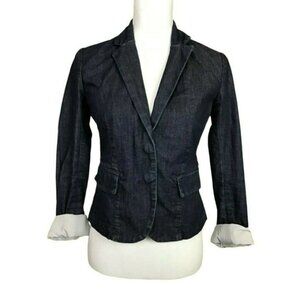 Club Monaco Cotton Spandex Blend Denim Blazer Blue Size 4 RR